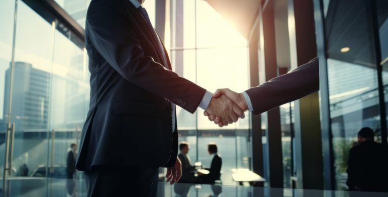 Business partnership a moment of connection in the corporate wor